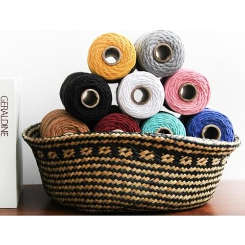 3mm 100% cotton cord colorful rope rope Beige twisted craft macrame chain DIY Textile home wedding decorative supply