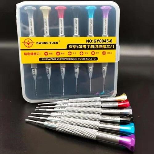 High Quality Assortment of 6pcs Stainless Steel Screwdrivers for Mobile Phone Repair
