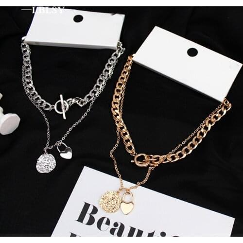 Ornament Jewelry Multi-Layer Stacked Necklace Hip Hop Chain Womens European and American Exaggerated Fashion Thick Chain
