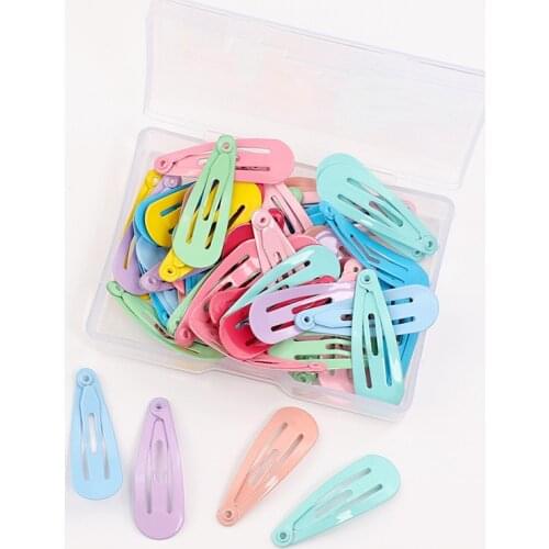 50 Pcs Mix-Color 3cm Baby Girls Snap Hair Clips No Slip Metal Hair Barrettes Hair Pins Kids Hair Accessorie