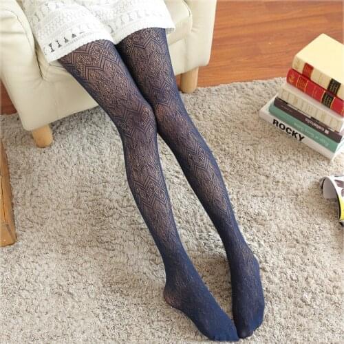 Women Fishnet Tights Wave Sexy Lace Female Pantyhose Stockings Jacquard Hollow Out Silk Stockings for Girl Woman Lady