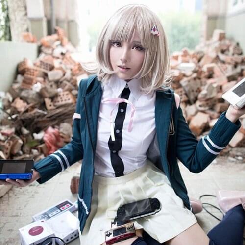 Anime Danganronpa Chiaki Nanami Cosplay Uniform Jacket Shirt Wigs Bag Shoes For Women Cosplay Costume Halloween suit dress