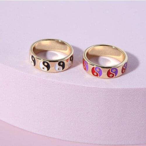 New Ins Tai Chi Gossip Ring Simple Retro Personality Yin Yang Gossip Ring For Women Girls Fashion Jewelry