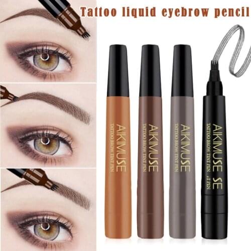 1 Pc 4 Fork Tip Liquid Eyebrow Pen Waterproof Tattoo Eye Brow Pencil Eyebrow Enhancer SK88