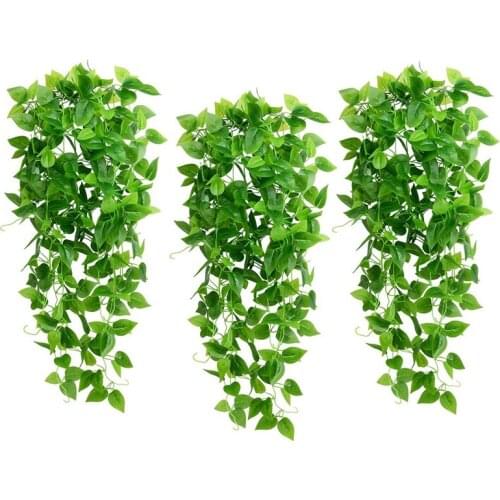 3-Pack Artificial Hanging Plants Ivy Vine Fake Leaves Wall Home Room Garden Kitchen Wedding Outside Decoration
