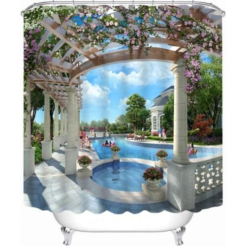 3D Shower Curtains Beautiful Pool View Pattern Bathroom Curtains Waterproof Washable Bath Curtain Bathroom Products 180*200