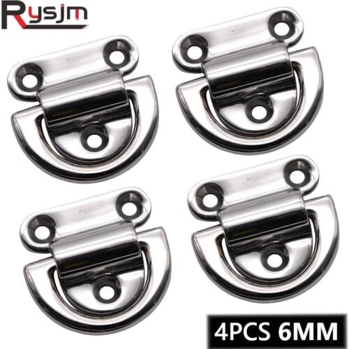 4Pcs 6mm Folding Deck Pad Eyes Marine Grade Stainless Steel D Ring With Plate for marine boat yacht accessories