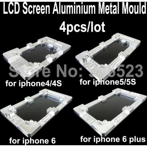 4pcs/lot High Precision LCD Screen Mold Aluminium Metal Mould for Iphone 4 4s/5 5s/6/6 Plus Screen Refurbishing Repair