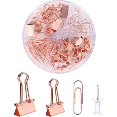 72 Pcs Multifunctional Combination Push Pins Paper Clips Thumbtack Stationery Metal Clear Binder Clips Set School Office Supply