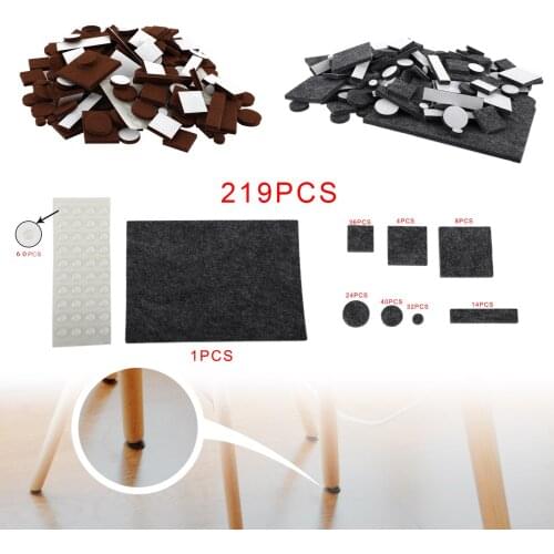 Areyourshop 219Pcs Furniture Pads Chair Leg Floor Protectors Felt Pads & Self Adhesive Round Silicone Rubber Bumpers Gray Brown