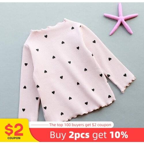 Keelorn Girls Lovely Heart Print Blouse 2021 New Autumn Children Clothing Long Sleeve Soft Shirt Casual Toddler Cotton Costumes