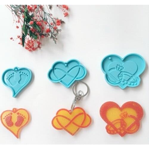 Love Series Keychain Silicone Mold with Hole Keyring Pendant Handmade Valentines Day Gift Jewelry