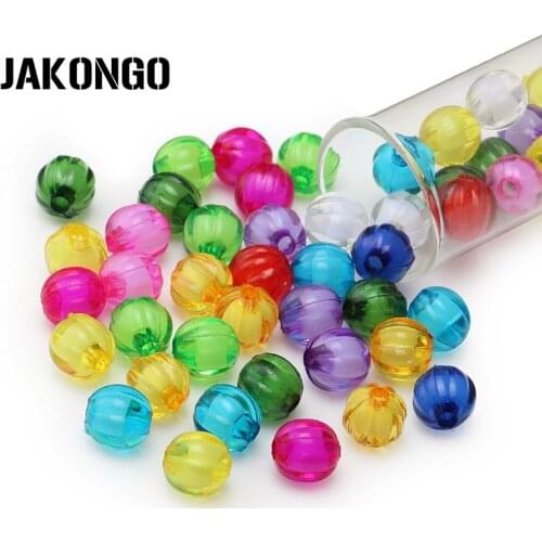JAKONGO Colorful Mix Acrylic Pumpkin Loose Beads for Making Bracelets Accessories Craft DIY Jewelry Findings 6/8/10mm