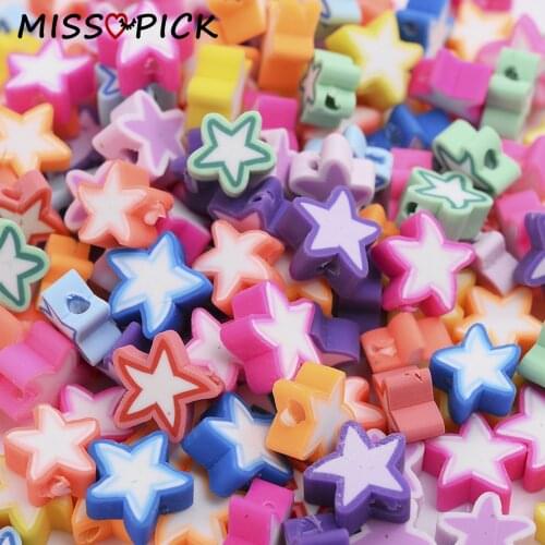 30/50/100Pcs10mm Clay Spacer Beads Mix Star Shape Polymer Clay Beads for Jewelry Making DIY Handmade Jewelry Crafts Accessories