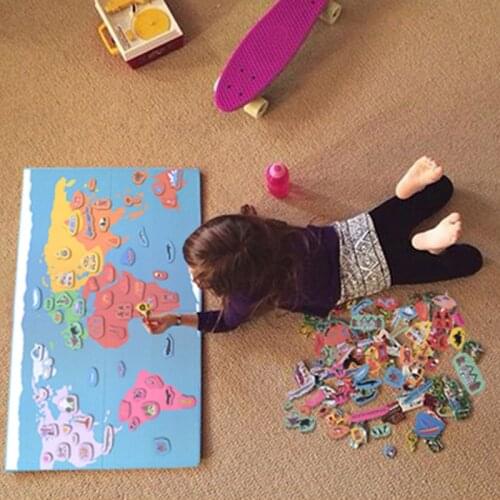 Kids Common World Map Learning Toys Materials Educational Toys For Children Funny World Cultural Cognition Puzzles oyuncak