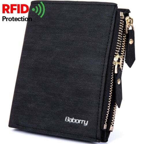 Mens Short Wallet Card Holder Anti-theft RFID Top Quality PU Leather Purse ID Card Case Hasp Mony Bag