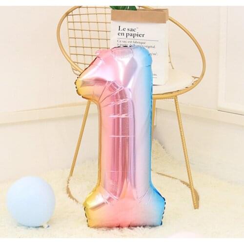 32Inch Rainbow Number Foil Balloons Digital Air Balloon For Children Birthday Party Valentines Anniversary Decoration Balloon