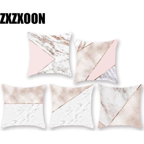 Diy Custom Rose Gold 100% Polyester White Throw Pillows Case Geometric Cushion Cover for Sofa Home Capa De Almofadas 45x45cm