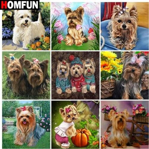 HOMFUN Rhinestone Painting Crystal Decor Diy Diamond Painting "Dog animal" 3D Cross Stitch Pattern Diamond Embroidery
