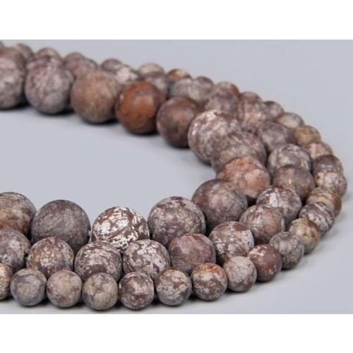 China Matte Natural Coffee Alabaster Stone Round Loose Spacer Beads Charm For Women Men Jewelry Making Bracelet Accessories Diy
