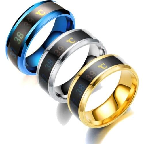 UAGE Temperature Ring Titanium Steel Mood Emotion Intelligent Temperature Sensitive Rings for Women Men Waterproof Jewelry