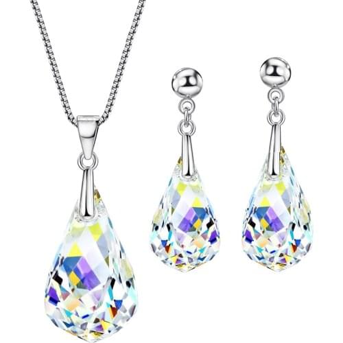BAFFIN Helix Pendant Jewelry Sets Crystals From Swarovski Transparent Silver Color Necklaces Drop Earrings Wedding For Women