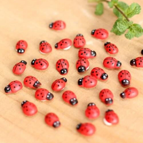 Wooden Ladybug Stickers Decoration Children Painted DIY Craft Wall Decals Adhesive Back Home Party Decoration Wall Stickers