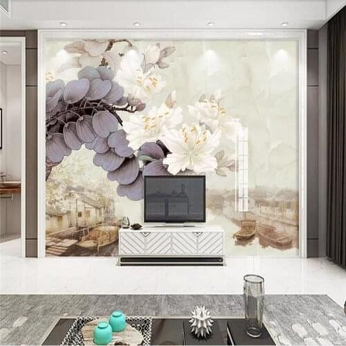Custom wallpaper Bauhinia TV background wall modern Nordic decorative mural waterproof material