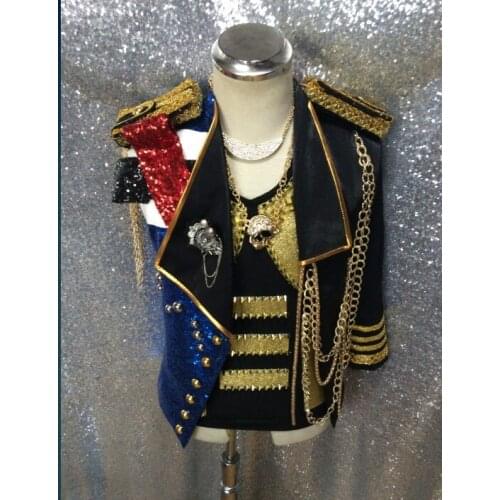 Original designed New Male singer DJ stars performance jacket outwear costumes nightclub singer dancer stage show wear