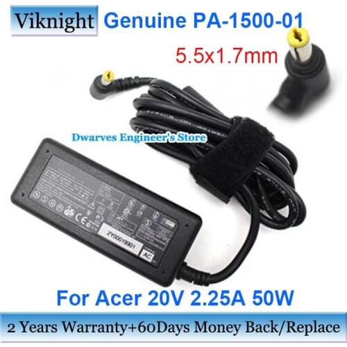 Genuine PA-1500-01 PA-1500-02 20V 2.5A 50W AC Adapter Power Supply For Acer For Xplore IX104 IX104C3 TMC110 Charger 5.5x1.7mm