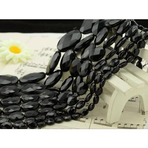 Selectabal Size Natural Faceted Oval Black Agates Beads For Jewelry Making Beads Bracelets 15inch Needlework DIY Beads Trinket