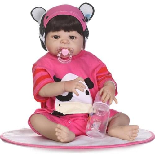 New Style 22'' Realistic Princess Reborn Girl Doll Full Silicone Body Wig Hair Alive Baby toddlers cute Kids Holiday Gifts