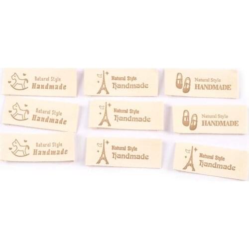 Horse Printed Cotton Woven Labels Sewing Accessories For Clothes Care Bags Garment Tags Washabl Hand Made DIY Sew Crafts 50Pcs
