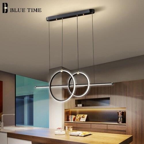 Black L110cm Modern Pendant Light Home 110v 220v LED Hanging Lamp For Kithcen Dining Room Chandelier Living Room Bedroom Fixture