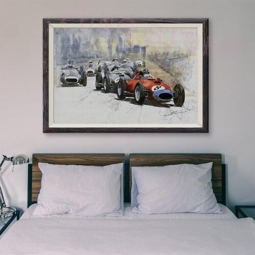 T051 Retro Racing Car Classic Painting The car of the competition 88 Custom Silk Poster Home Deco Wall Art Christmas Gift