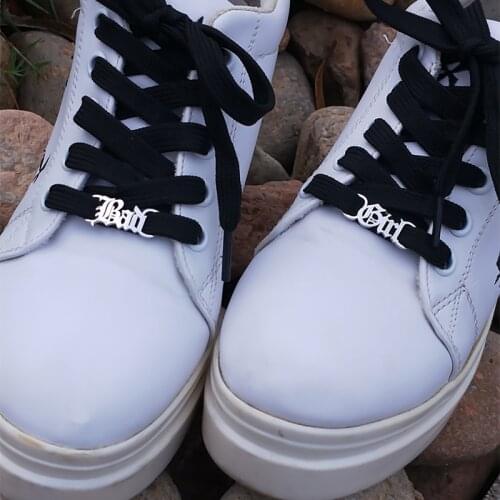 Stainless Steel Jewelry Bad Girl Shoe-buckle Gold Old English Left Right Buckie For Baby Girl Women Men Shoe Accessories Gift