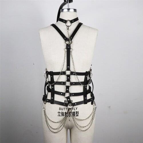 Women Bra Harness Belt Chest Strap Leather Exotic Appeal for BDSM Sex Fetish Body Bondage Cage Open Harajuku Gothic