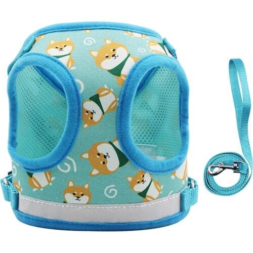 Dog Harness Vest Breathable Reflective Harness Cartoon Fashion Set For Small Medium Dogs Chihuahua French Bulldog Pug Walking