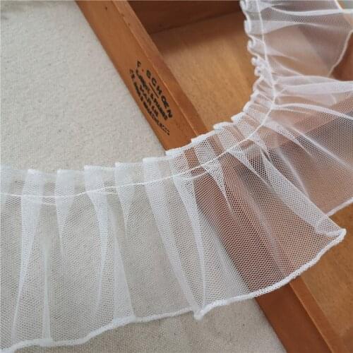 20Yards Beautiful White Fluffy Yarn Lace Collar Appliques Mesh Fabric Ribbon Dress Curtains DIY Doll Dress Sewing Guipure Decor