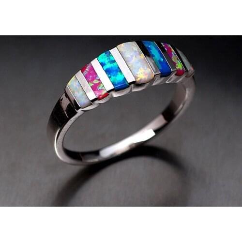 2021 Hot Wholesale Colorful Imitation Opal Rings For Women Men Luxury Female Male Jewelry Birthday Party Valentine Gifts