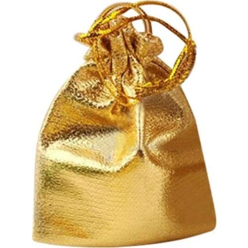 25pcs Drawstring Non-woven fabric Voile Jewelry Favour Wedding Candy Gift Pouch Bags (Golden)
