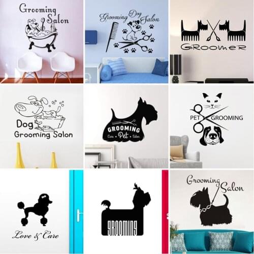 29 Styles Grooming Salon Dog Pet Vinyl Wall Stickers Wallpaper Home Decor Mural Removable Wall Sticker Gift
