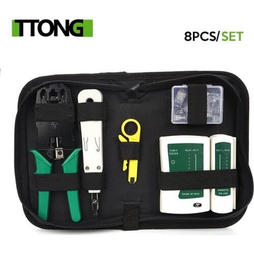 8 pcs/set lan tester RJ45 Crimping pliers Portable LAN Network Repair Tool Kit Cable Tester AND Plier Crimp Crimper Clamp