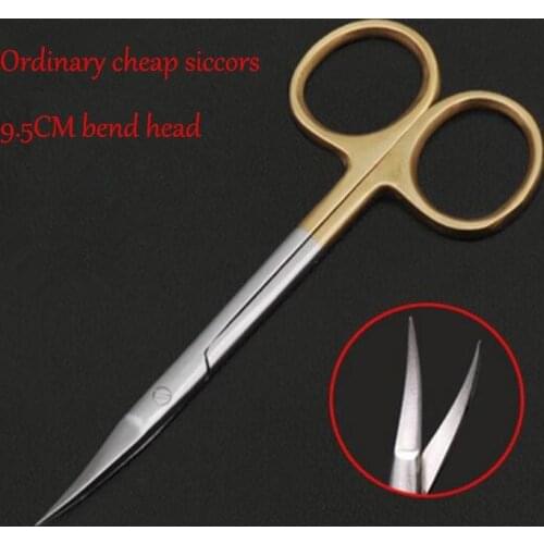 9.5CM bend head Ordinary cheap medical surgical eye scissors beauty scissors cut tissue scissors