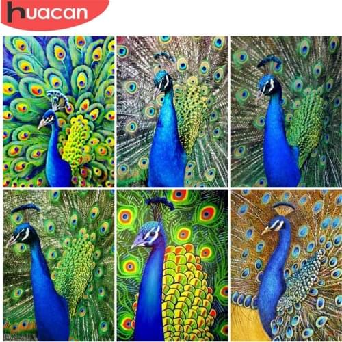 HUACAN Full Drill Diamond Painting New Arrival Peacock Cross Stitch Embroidery Animal Mosaic Living Room Decoration