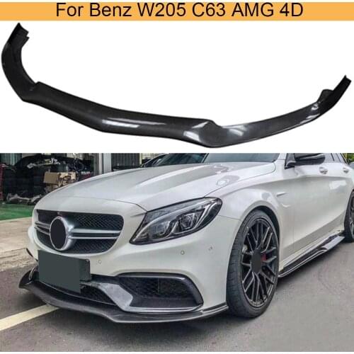 Car Front Bumper Lip Spoiler for Mercedes-Benz W205 C63 AMG 4 Door 2015 - 2018 Front Bumper Lip Spoiler Splitters Carbon Fiber