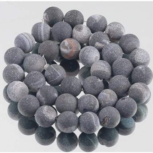 Natural Matte Grey Crazy Agates Stone Beads Round Loose Stone Beads 4 6 8 10 12 MM For Jewelry Making Bracelets Accessories