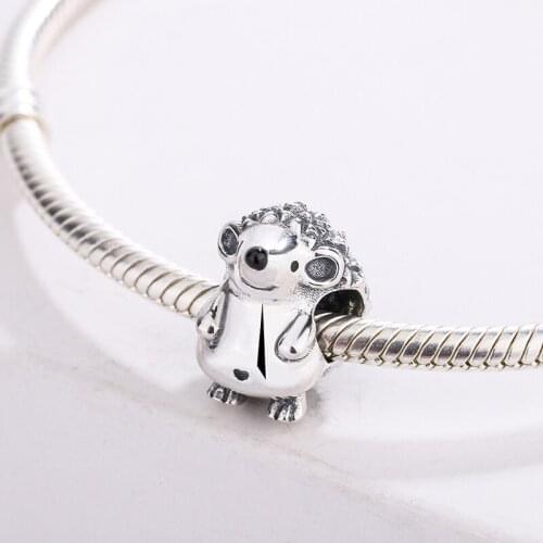 Hot Sell 925 Sterling Silver Animal Charm Hedgehog Zirconia Pendant Bracelet Fashion DIY Jewelry Making For Pandora