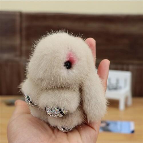 Mink Fur Bunny Doll Keychain Jewelry Pendant Birthday Gift Creative Bag Accessories