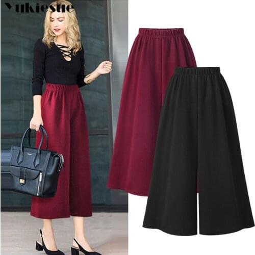 Summer 2019 womens pants female high waist office wide leg pants capris for women trousers woman Plus size 5XL red black